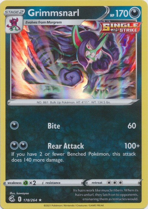 Holo  Grimmsnarl - 178/264 Fusion Strike Rare Pokemon TCG