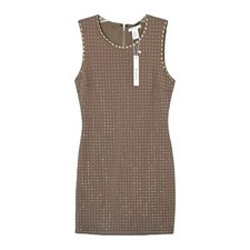 Esley Mini Bodycon Dress Size M NWT Taupe Gold Studded Sleeveless Party Rocker