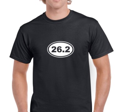 26.2 Full Marathon Oval T-shirt Run Runner Distance Endurance  Black Tee Shirt