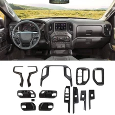 Carbon Fiber ABS Interior Decor Trim Cover Kit For Chevy Silverado 2019-25 14pc