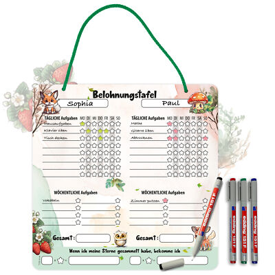 Belohnungstafel Kinder ab 3 Aufgabenplaner Routine Planer abwischbar +Stifte