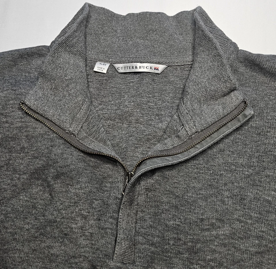 Mens Cutter & Buck Long Sleeve Gray 1/4 Zip Sweatshirt Size XL - EUC - Image 2 of 2