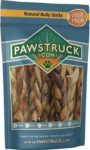 Braided Bully Sticks Dog Treats, Dog Food, 1-lb bag, 9-in