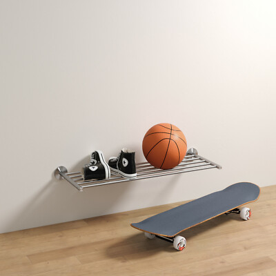 Schuhregal zur Wandmontage 75 cm Breit, Edelstahl matt, Schuhablage PHOS Design