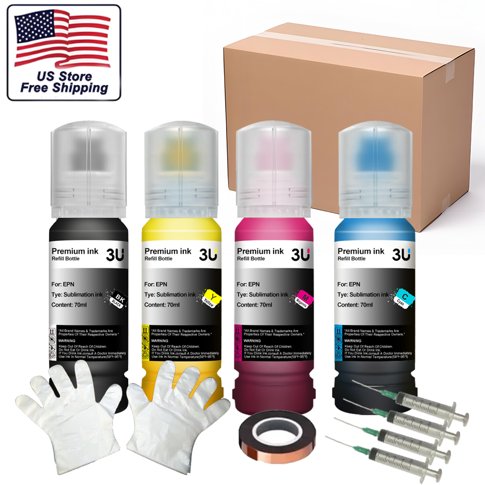 4x70ML Sublimation Ink Refills for Epson Inkjet Printers X001SKNJ0F WF-7720 7710