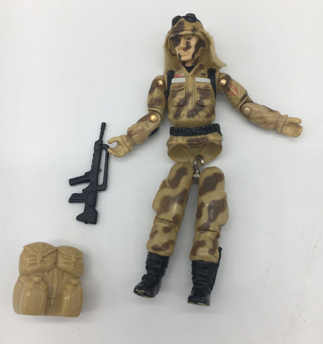 当時物　GIジョー アクションソルジャー Vintage GI Joe Action Figure 1985 Dusty V1 Desert Soldier broken