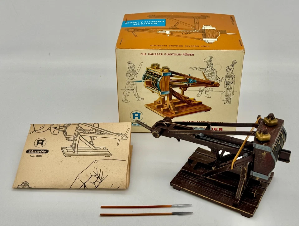 Винтажный Elastolin Euthytonon копье катапульта 9880 римская игрушка солдат оружие w/коробка VGC - Изображение 3 из 4