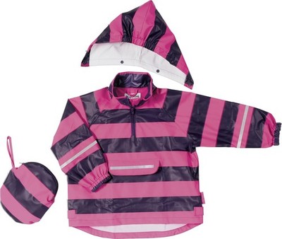 Playshoes Mädchen Jungen Regen-Poncho Streifen, Regenmantel Pink/Lila, 104