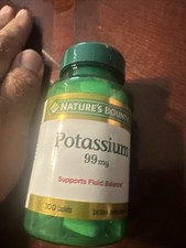 Nature's Bounty Potassium 99Mg 100 Caplets Exp 08/26 New Sealed