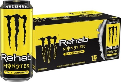 Monster Rehab Tea + Lemonade + Energy, Energy Drink 15.5 Ounce | Energy Iced Tea
