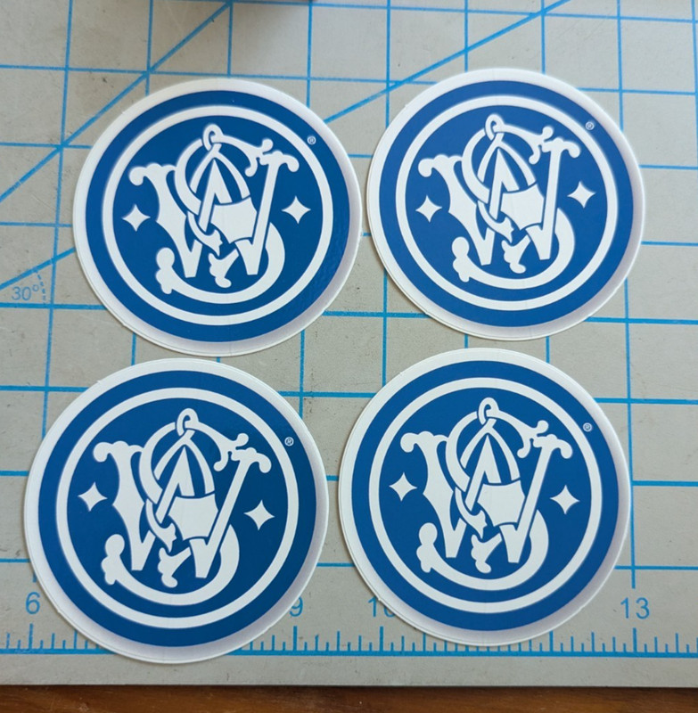 4 items 2026 Shot Show Smith and Wesson Light Blue/White Vinyl Decal Stickers