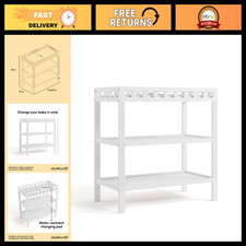 White Changing Table with Storage, Nursery Furniture for Baby Room Organization