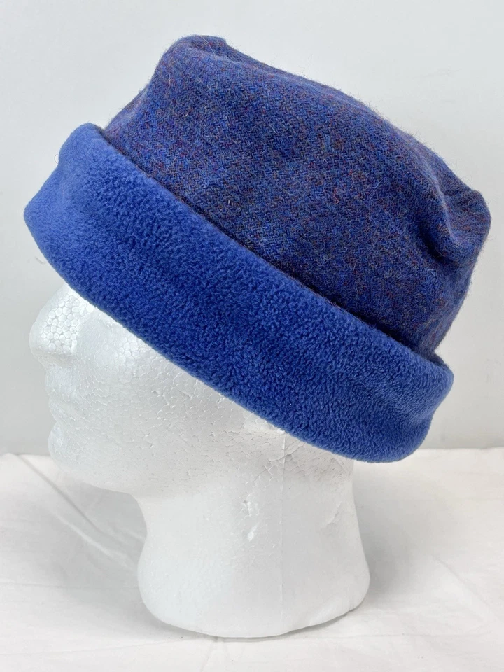Sombrero Anna MacNeil Harris Tweed Forrado de Vellón Azul Hecho en Reino Unido Arte Artístico para Usar Foto 2 de 4