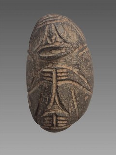 Pre Columbian Taino Double Kneeling Effigy Stone Figures