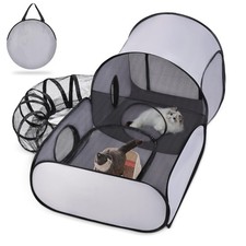 Pet Playpen with Surround Tunnel, Outdoor/Indoor Cat Playpen with Breathable ...
