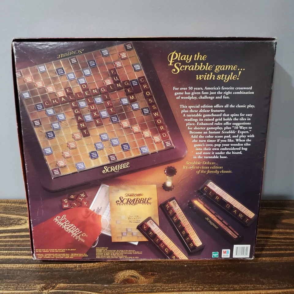VINTAGE Scrabble Deluxe Edition COMPLETE Milton Bradley Crossword Word Game - Image 2 of 4