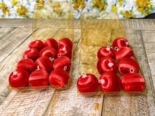 Red Satin Ornaments Lot Of 20 Faceted Round Ball Vintage Small Satin Sheen 1.5  