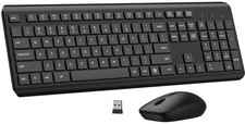 Wireless Keyboard and Mouse Combo, Full Size Silent Ergonomic Black