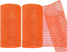 2 Pack Deco Mesh 5.9 Inch X 30 Feet Decor Mesh Ribbon with Metallic Foil Deco Me