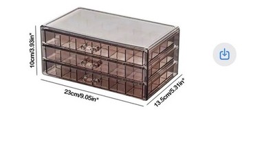 Clear Acrylic Stackable 3-Drawer Jewelry Organizer Box Rectangle 23x13.5x10cm