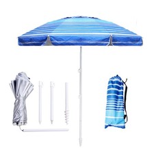 6.5ft Beach Umbrella Heavy Duty Wind Resistant UV 50 Portable Sun Shade with