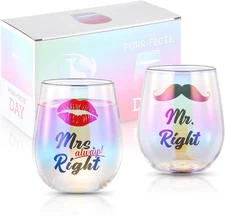 Wine Glasses Couples Wine Glasses Couples Gifts 2 Sets 15 oz Gift Set