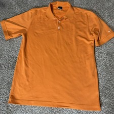 Nike Polo Shirt Mens Large Orange Dri-FIT Golf Performance Swoosh Short Sleeve