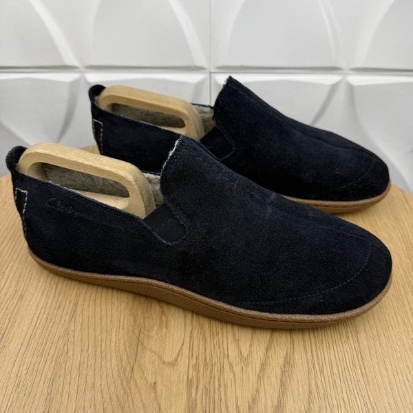 Men Clarks Loafers Navy Suede 43