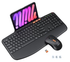 MEETION Wireless Keyboard and Mouse Combo, Ergonomic Keyboard with Wrist Rest...