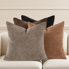 Farmhouse Decor Throw Pillow Covers 18x18 Inch Set of 4, Solid Textured Cushi...