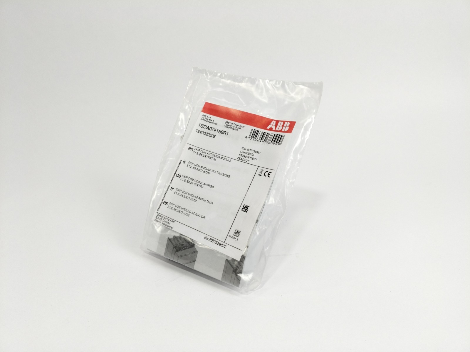 ABB EKIP COM Actuator Module 1SDA074166R1 E1.2 to E6.2-XT7-XT7M
