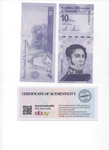 x 100 Venezuela 10 Digitales  NEW NOTES Banknote, 2021  P-116, UNC -W/COA - Afbeelding 1 van 4