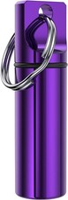 Small Pocket Pill Box Keychain, Aluminium Alloy Portable Mini Pill - Purple