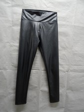 TAGOO Leggings Womens Medium Black Faux Leather High Waist Stretch Pants Shiny