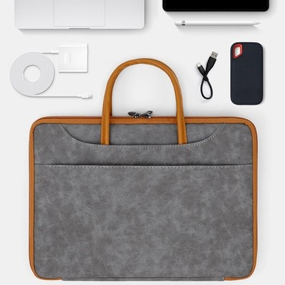 Leather Computer Case Waterproof Storage Bag Multi跑了Compartments Scratch Resist