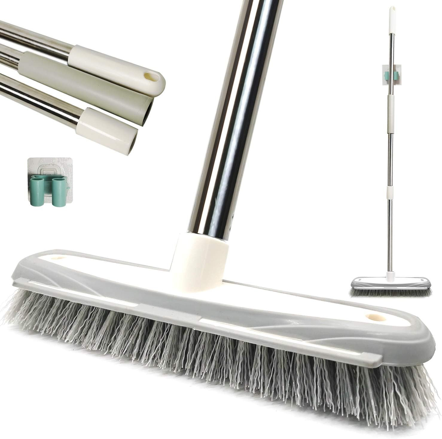 Push Broom,Tub Tile Broom Brush,Stiff Bristles Broom for Shower Cleaning, Patio,