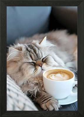 Persische Kaffeetasse Katze gerahmt Wandbild Poster Leinwanddruck Bild