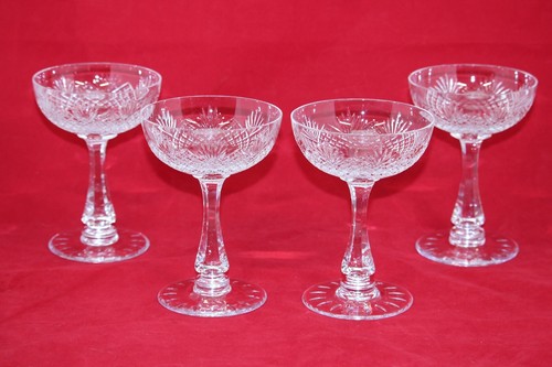 Coupe Leaded Crystal Glasses Set Lot Diamond & Fan Strawberry Pineapple Stemware - Picture 9 of 11