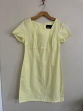 Vintage 90s Hillard and Hanson Yellow Cotton Sheath Feminine Dress 10 - USA Made