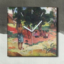 Horloge Silencieuse murale sur toile 30x30 Murmura mots paul gauguin