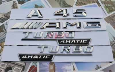 ''A45 + AMG + TURBO 4 MATIC'' Letters Trunk Embl Badge Sticker for Mercedes Benz