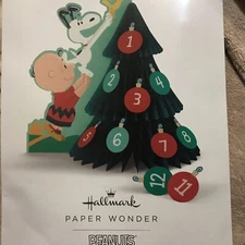Hallmark Peanuts Countdown to Christmas Honeycomb 3D Pop-Up Tree Decoration New