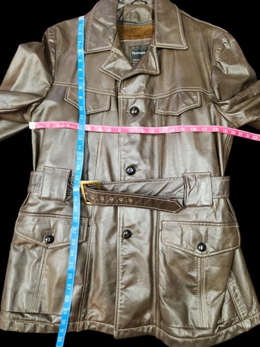 Vtg 1970s Jcpenney Brown Leather Jacket w/Belt ~ Mens sz 42 Removable Zip Lining - Picture 8 of 13
