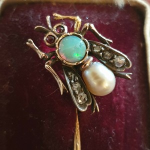 15ct Gold Antique Victorian Yellow Gold Gemstone Stick Pin