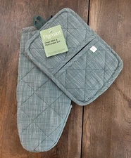 Target Figmint Green Cotton Shell Oven Mitt & Potholder Set Great Quality New