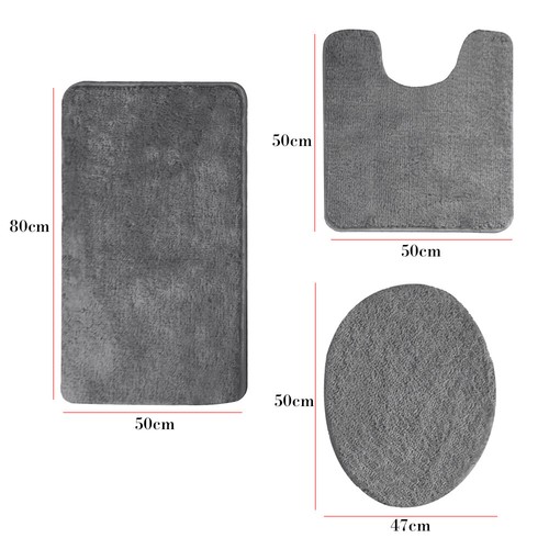 3PCS Non-Slip Bath Mat Set Pedestal Mat Bathroom Toilet Rugs Soft Seat Covers - Bild 4 von 18