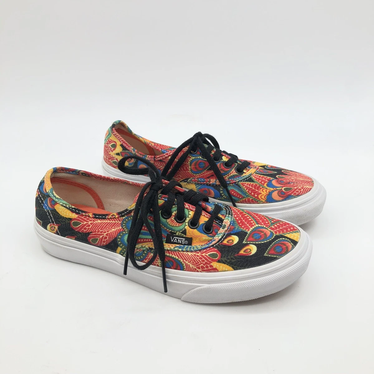 Afhaalmaaltijd Lang zonde Vans Authentic Peacock Women 6 Colorful Feather Print Shoes Limited Edition  | eBay