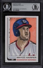 Rare Bryce Harper Original Art Sketch Card Nationals Phillies 1/1 BAS