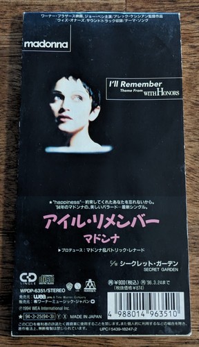 Used Madonna 瑪丹娜 I'll Remember Japan 3 inch (8cm) Single CD (2 tracks)WPDP-6351