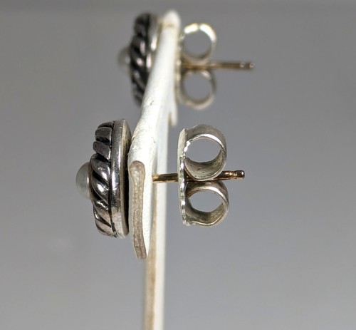 Aretes David YURMAN de plata de ley y oro de 14 quilates y perlas - Imagen 5 de 7